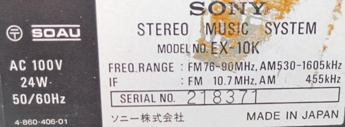 Sony Mini Component Systems Music System Ex-10K