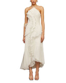 Long Sleeves, Three Quarter Sleeve Amur Lorelie Halter Gown Ivory