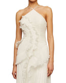 Long Sleeves, Three Quarter Sleeve Amur Lorelie Halter Gown Ivory