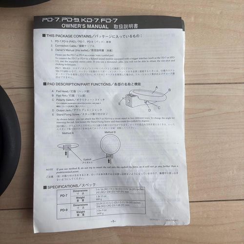 Roland Electronic Drums Pd-7 Pd-9