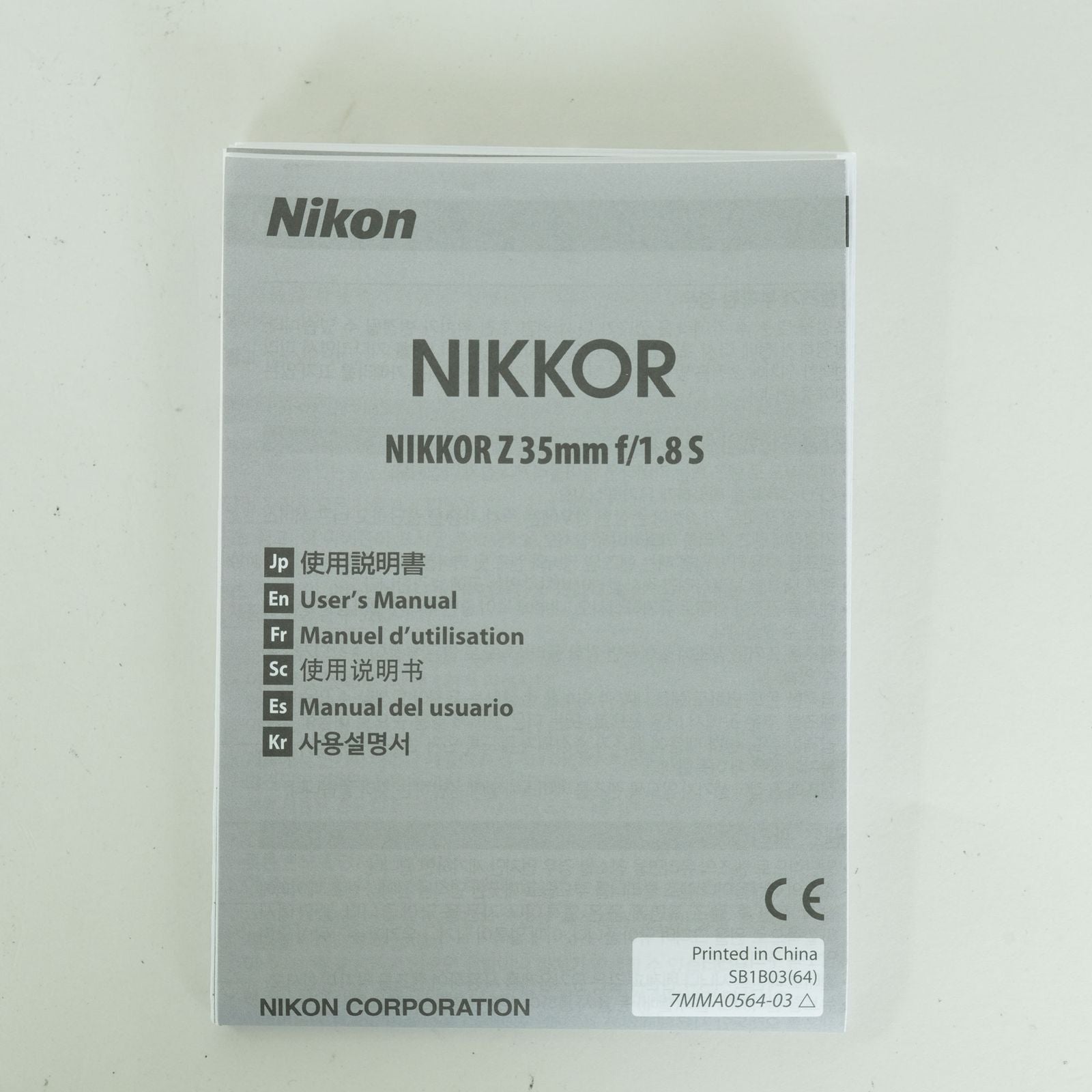 Nikon Lens (Single Focus) Nikkor Z F/1.8 S