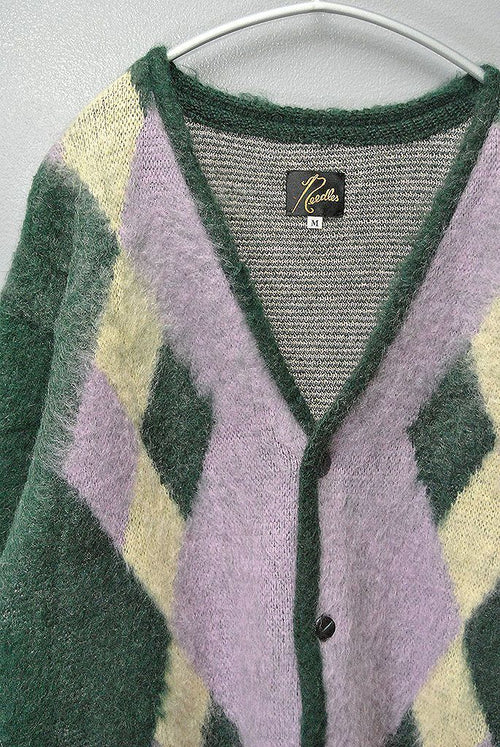 Needles Cardigan Mohair Diamond M Green