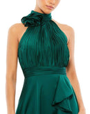 Long Sleeves, Three Quarter Sleeve Mac Duggal Halter Neck Flower Detail Ruffled
