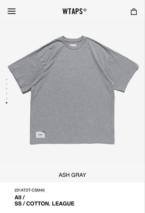 Wtaps T-Shirts Aii Ss Cotton League Ash Gray M