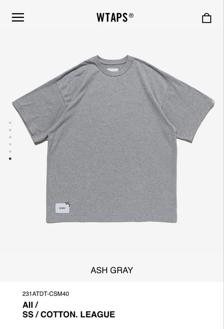 Wtaps T-Shirts Aii Ss Cotton League Ash Gray M