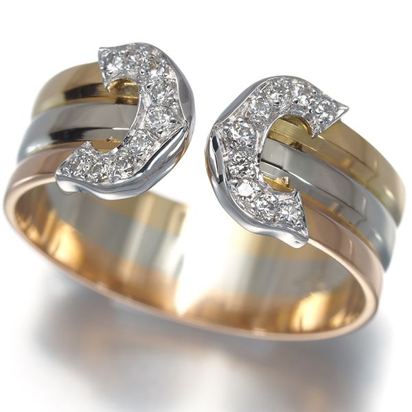 Cartier Ring 2C C C2 Sm 52 K18Yg/Wg/Pg #193823