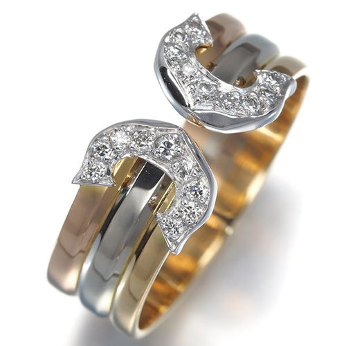 Cartier Ring 2C C C2 Sm 52 K18Yg/Wg/Pg #193823