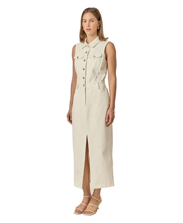 Long Sleeves, Three Quarter Sleeve Womens English Factory Sleeveless Maxi Denim