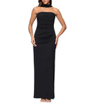 Others Xscape Halter Scuba Crepe Ruched Back Draping Sheath Gown Black