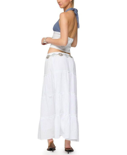 Long Sleeve Edikted Janna Color Block Halter Top Blueandwhite