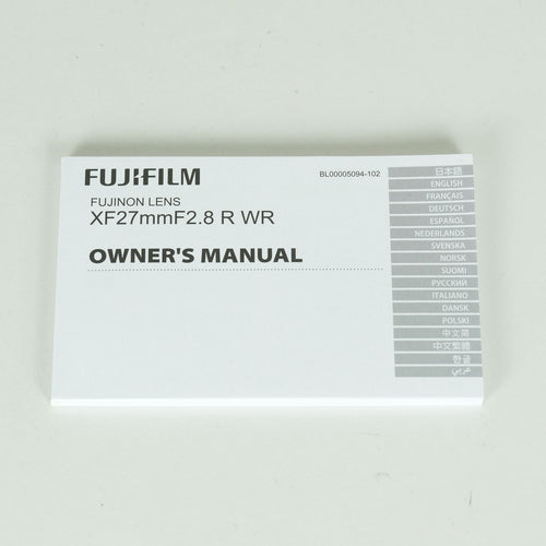 Fujifilm Lens (Single Focus) Xf27Mmf2.8 R Wr X