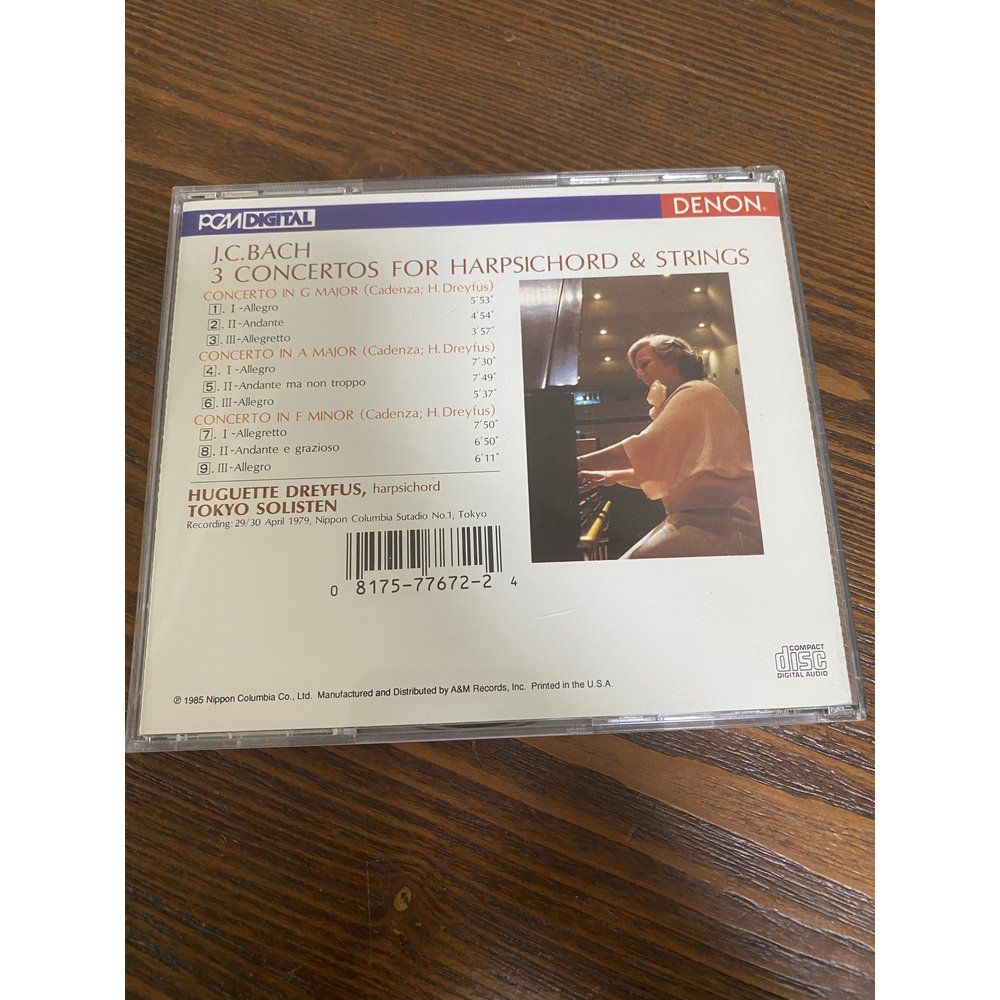 Classic 3 Concertos For Harpsichord Bach J C Denon Records Cd Toko