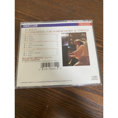 Classic 3 Concertos For Harpsichord Bach J C Denon Records Cd Toko