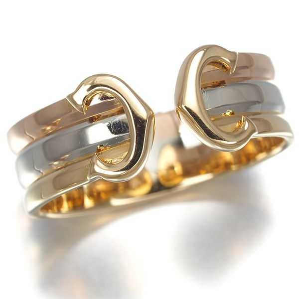 Cartier Ring 2C C C2 Sm 50 K18Yg/Wg/Pg #193597