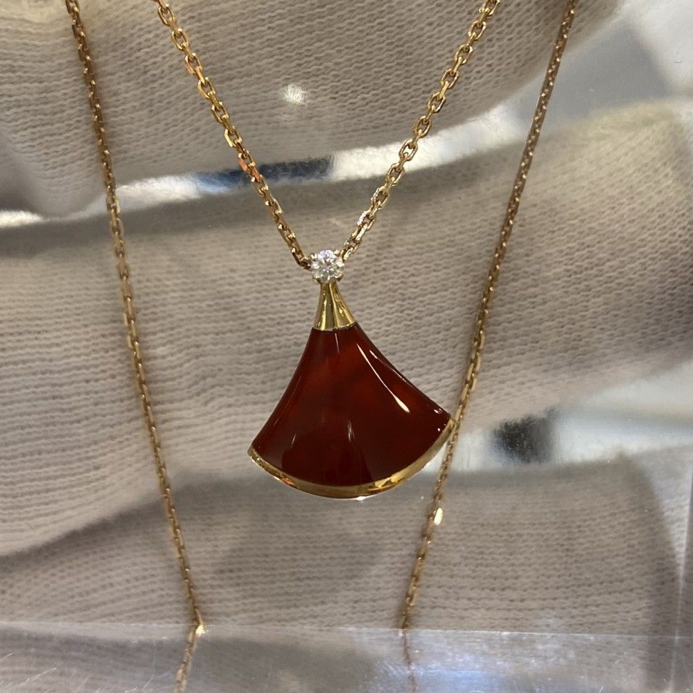 Bvlgari Necklace Au750 Pg 18 K18 0.03Ct 4.3G