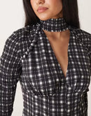 Others Asos Design Halterneck Mini Dress And White Plaid Mono Check