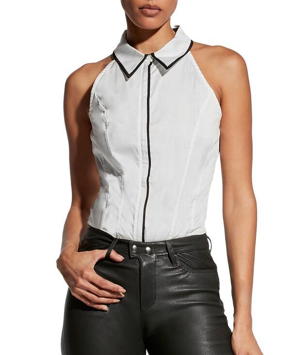 Long Sleeve As By Df Reese Halter Blouse White