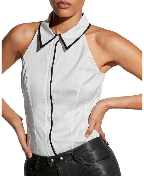 Long Sleeve As By Df Reese Halter Blouse White