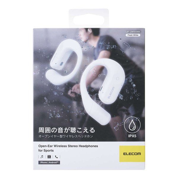 Elecom Wireless Headphones Bluetooth /Ipx5/ Lbt-Ows02Wh (2661482)
