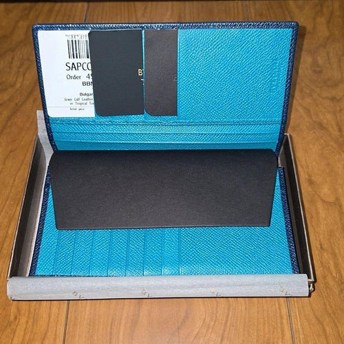 Bvlgari Long Wallets Denim Sapphire (Exterior) Tropical Turquoise (Interior)