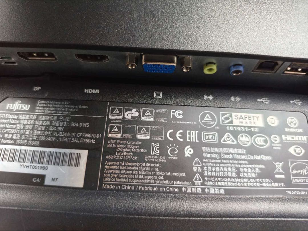 Displays Monitors Wuxga Fujitsu B24-9W 23.8