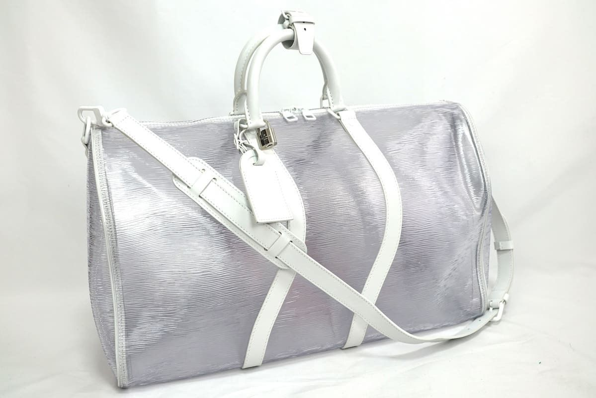 Louis Vuitton Boston Bag Travel Wavy Keepall Bandouliere 50 Epi Plage White