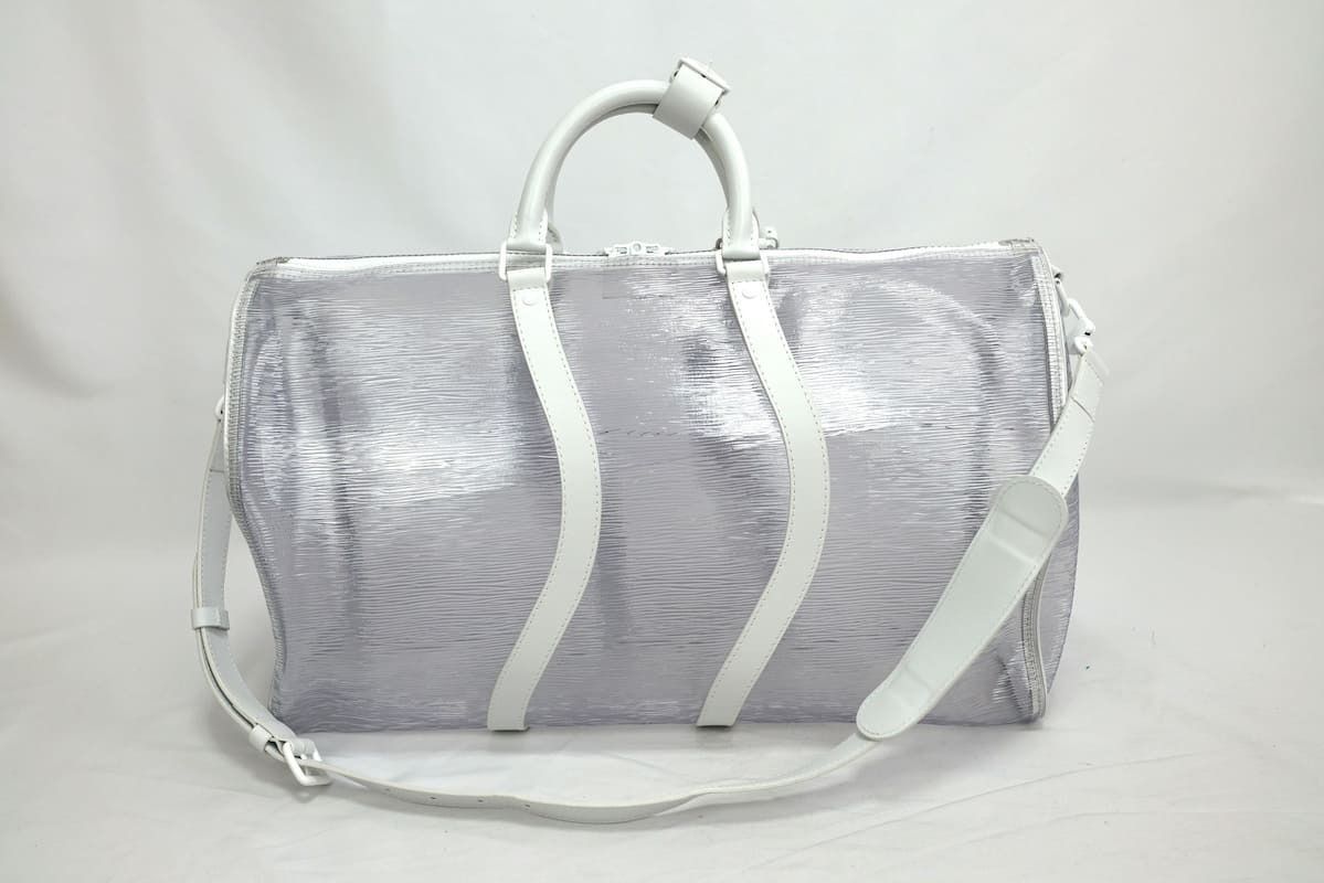 Louis Vuitton Boston Bag Travel Wavy Keepall Bandouliere 50 Epi Plage White