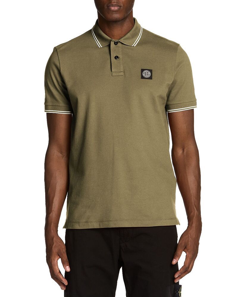 Polo Shirt Stone Island Slim Fit Stretch Pique Tipped Military Green