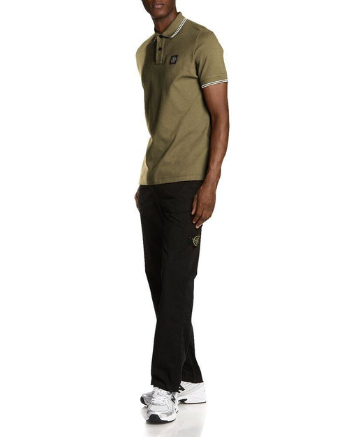 Polo Shirt Stone Island Slim Fit Stretch Pique Tipped Military Green