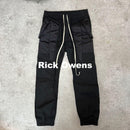 Rick Owens Work Pants, Cargo Painter'S Fog Biker Joggers Black 48