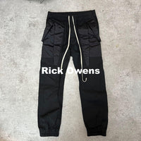 Rick Owens Work Pants, Cargo Painter'S Fog Biker Joggers Black 48