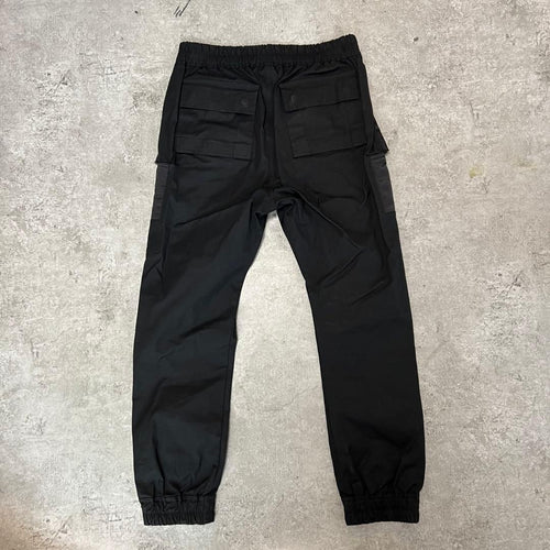 Rick Owens Work Pants, Cargo Painter'S Fog Biker Joggers Black 48