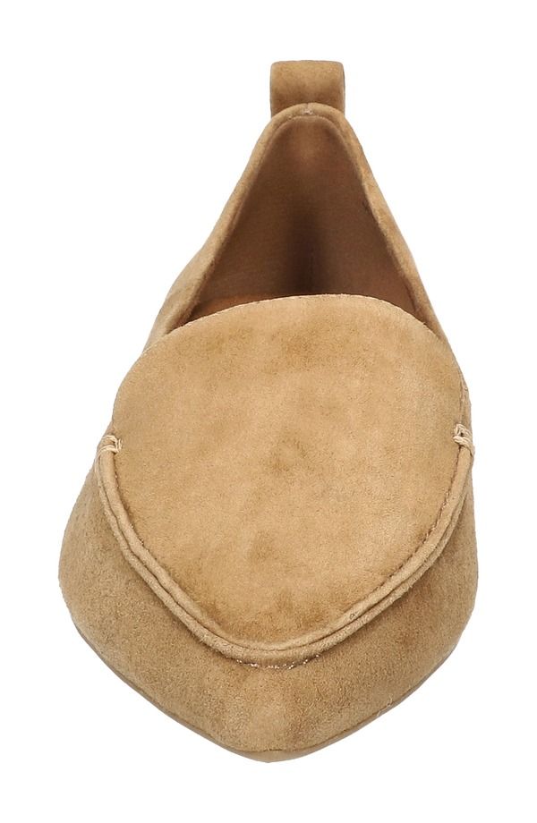 Loafers Leather Shoes Bella Vitalessi Pointed Toe Loafer Cognac Suede