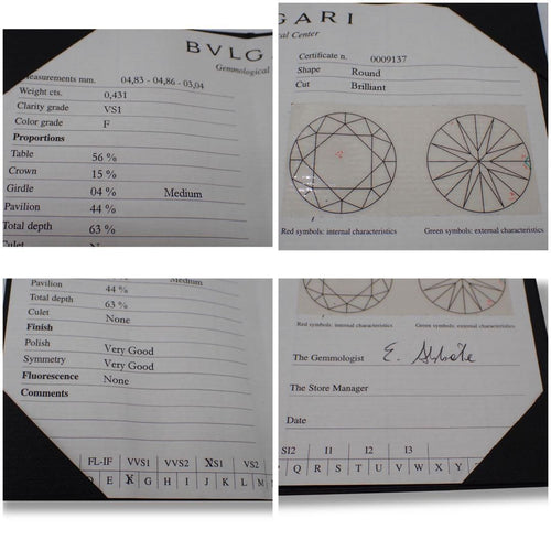 Bvlgari Ring 0.431Ct F Vs1 7 Pt950 3934
