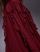 Long Sleeves, Three Quarter Sleeve Asos Luxe Halter Maxi Dress With Waterfall