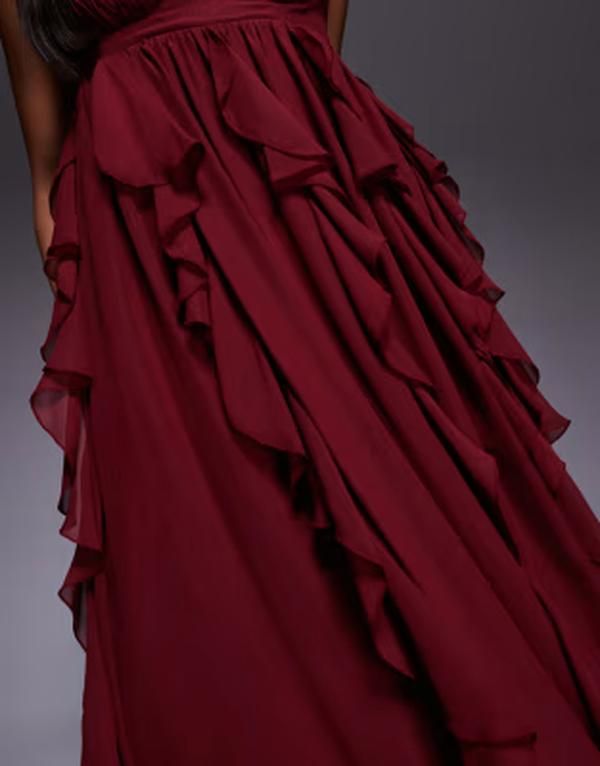 Long Sleeves, Three Quarter Sleeve Asos Luxe Halter Maxi Dress With Waterfall
