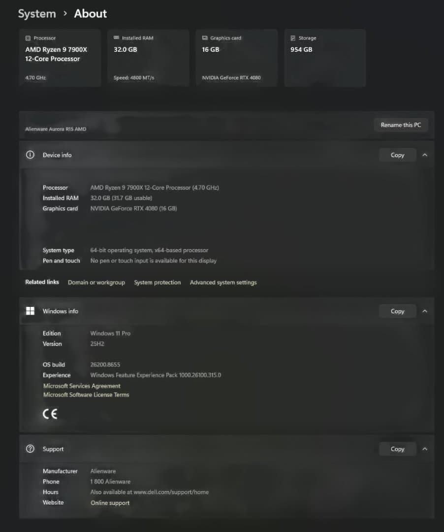 Dell Gaming Desktops Alienware Aurora R15 Ryzen 9 Rtx 4080