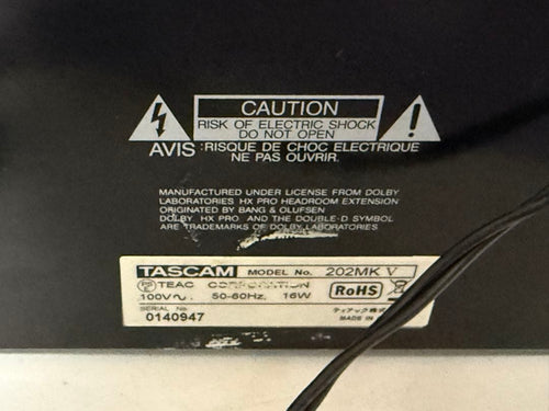 Tascam Cd Md Cassette Deck 202 Mkv