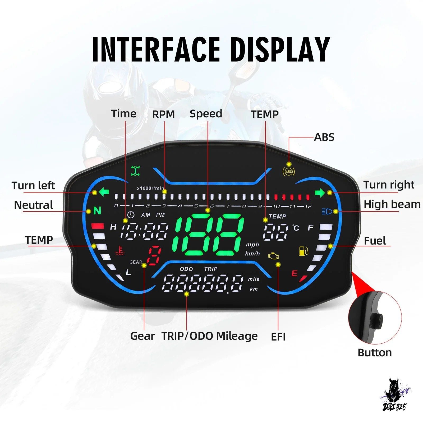 Meter 0-12000Rpm Lcd