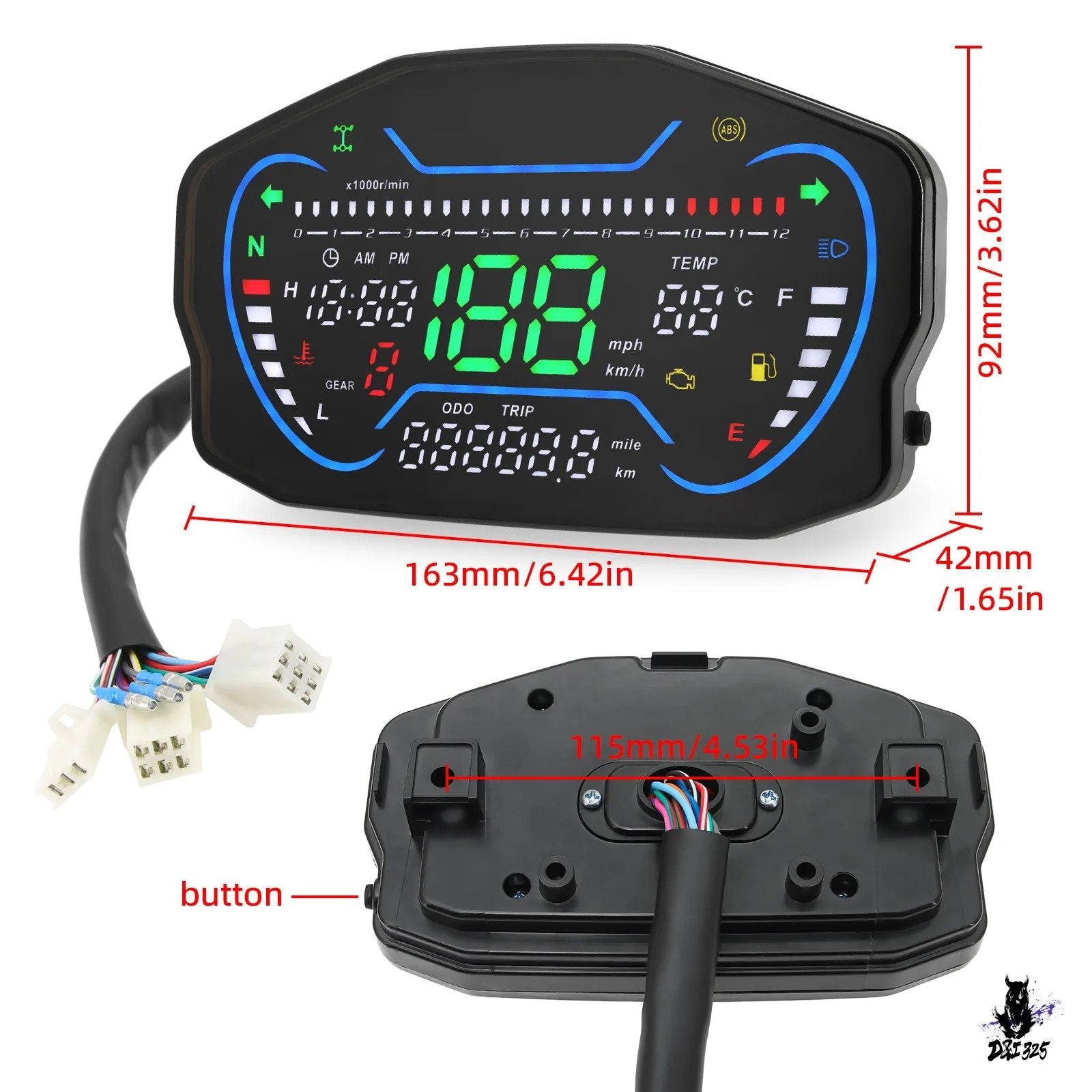Meter 0-12000Rpm Lcd