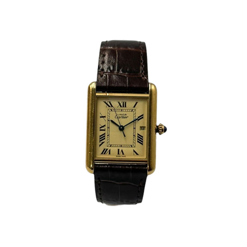 Cartier Watch (Quartz) 2001'S~2002'S Must Tank Gm Ivory Roman Dial Ref. 2413