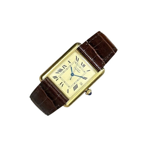Cartier Watch (Quartz) 2001'S~2002'S Must Tank Gm Ivory Roman Dial Ref. 2413