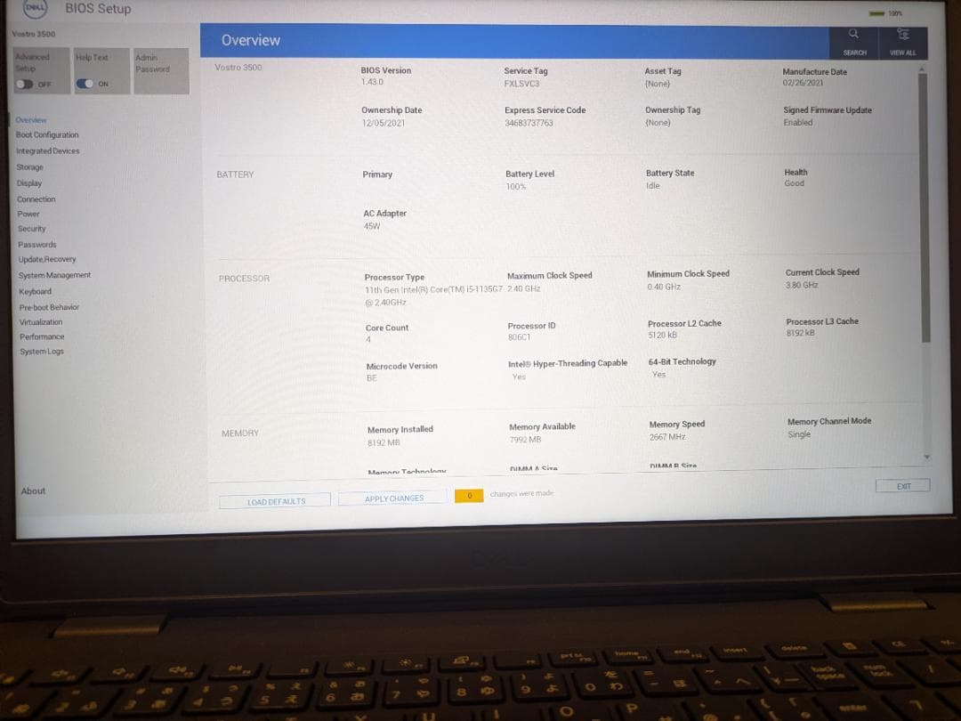 Dell Windows Laptops Vostro 3500 /Core I5-1135G7