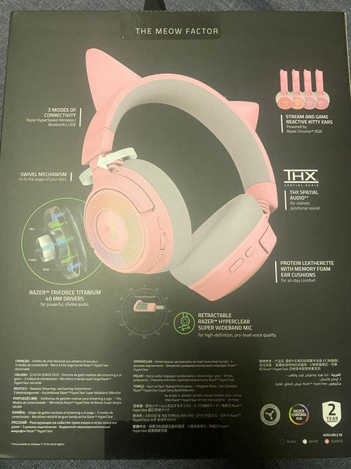 Razer Gaming Headphones Headsets Kraken Kitty V3 Pro Quartz
