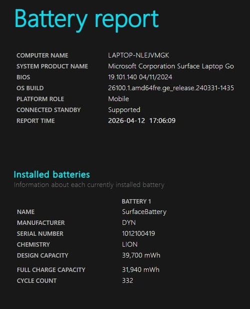 Microsoft Windows Notebook Body Surface Laptop Go 1 8Gb/256Gb