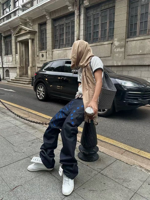 Other Archive Blue Star Script Stacked Denim