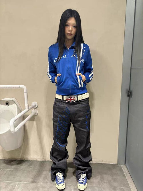 Other Archive Blue Star Script Stacked Denim