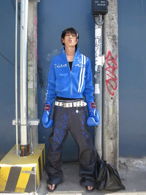 Other Archive Blue Star Script Stacked Denim