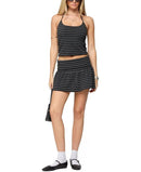 Long Sleeve Edikted Moria Striped Halter Top Black And Gray
