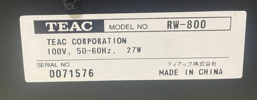 Teac Cd, Md Cassette Decks Rw-800